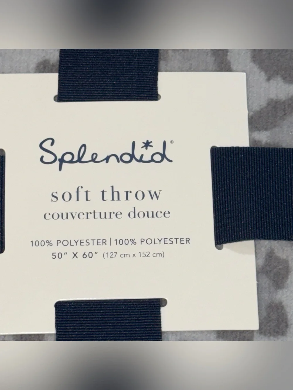 NWT Splendid Gray Leopard Print Plush Throw Blanket 50x60